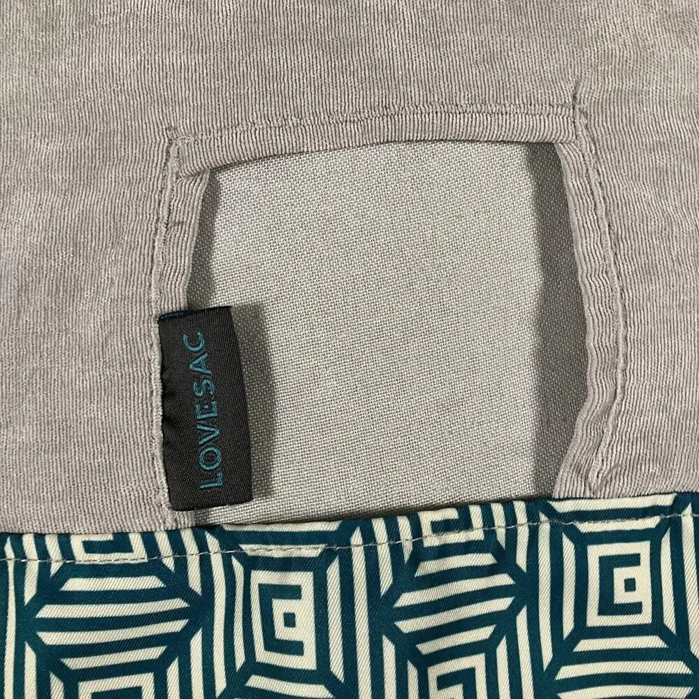 Lovesac Pillow Cover Geometric Pattern Gray Blue Large‎ 33x27 Replacement Velour